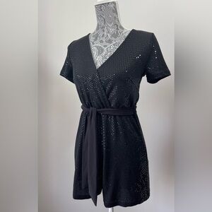 Eagle Rock Black Sparkle Tie-Waist Romper
